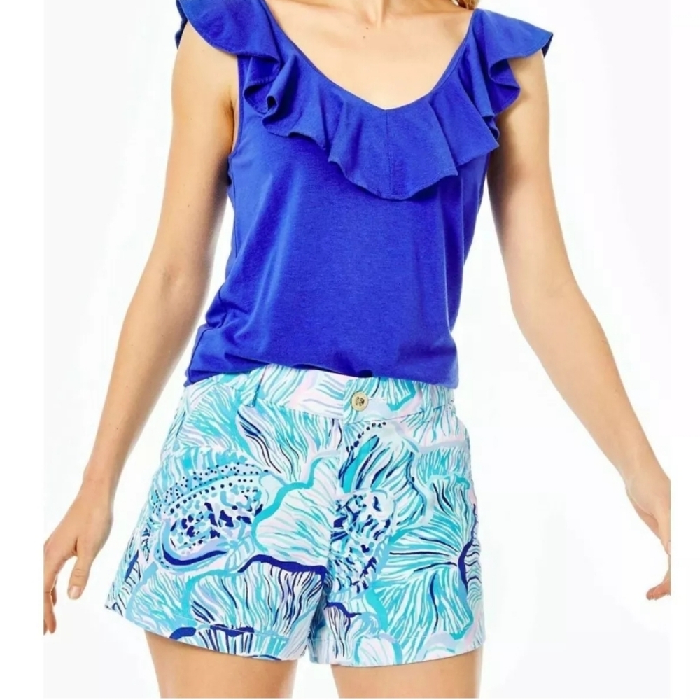 Lilly Pulitzer Stretch Short Bermuda Blue Fishful Thinking